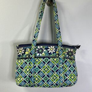 Vera Bradley Green and Blue Geometric Floral Tote